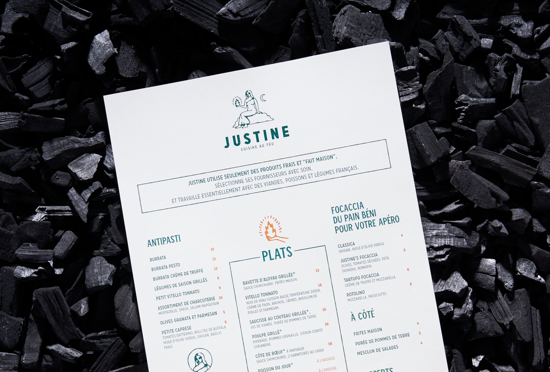 Justine - Identité visuelle du restaurant